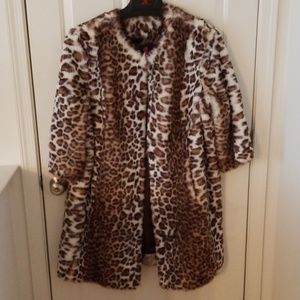Adrienne Landau faux fur leopard print coat 2x